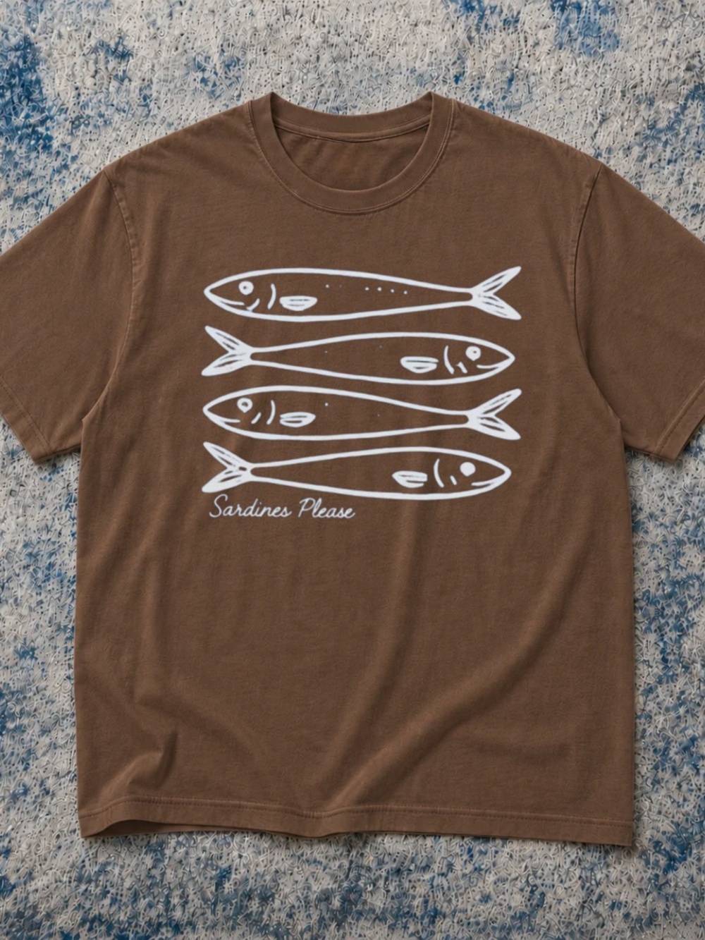 Gildan Brown Short Sleeve 'Sardines Please' Graphic Tee